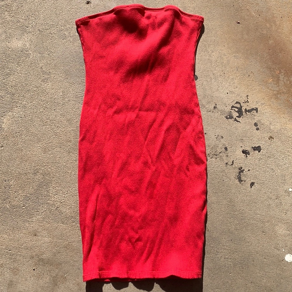 Strapless soft red mini dress from H&M